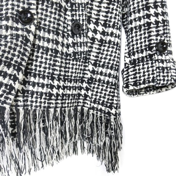 Houndstooth Knit Fringe Swing Jacket - Picture 4 of 5
